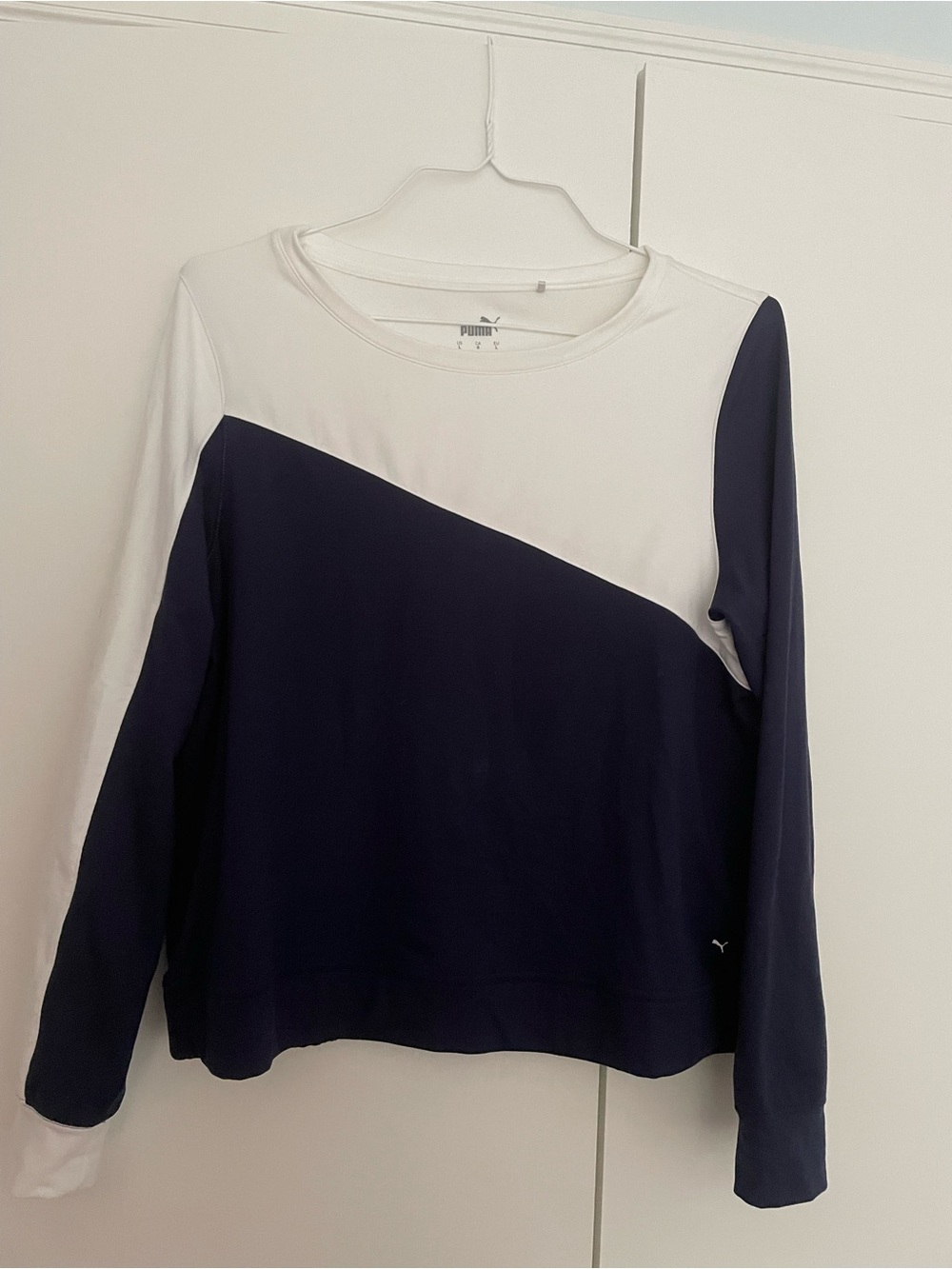 Puma Women's Navy & White Colorblock Crew Sweatshirt